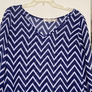 Liberty Love Navy and White Zigzag Blouse